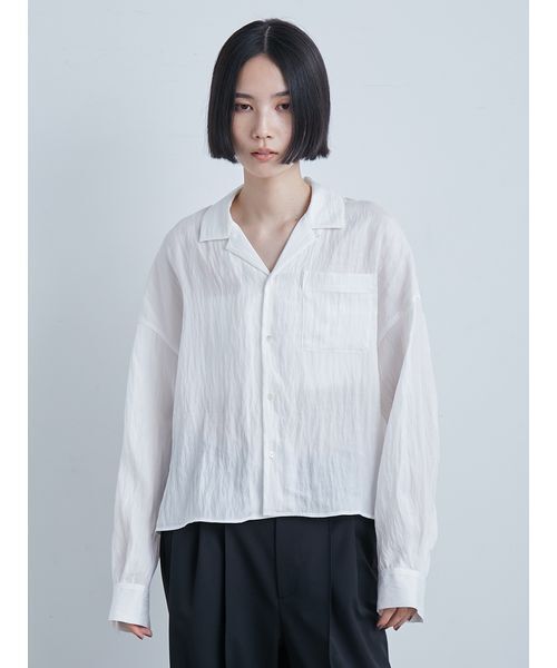 MIESROHE（ミースロエ）の「コンパクトオープンカラーシャツ（シャツ/ブラウス・レディース・ブルー/クリーム/ホワイト・F）」の7枚目の写真