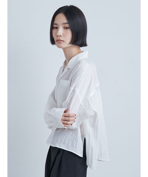 MIESROHE（ミースロエ）の「コンパクトオープンカラーシャツ（シャツ/ブラウス・レディース・ブルー/クリーム/ホワイト・F）」の14枚目の写真