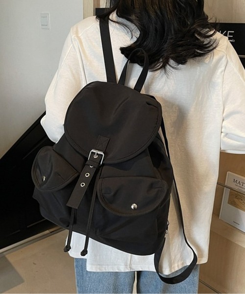 SETUP7（セットアップセブン）の「【SETUP7】マルチポケットバックパック  KNF146　リュック　デイパック（バックパック/リュック・レディース・レッド/ピンク/ホワイト/サックスブルー/ブラック/ライトブラウン/パープル/イエロー・FREE）」の2枚目の写真