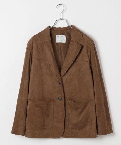 BAYFLOW（ベイフロー）の「[柔らかくて着やすい]フェイクスウェードジャケット（テーラードジャケット・レディース・ダークブラウン/キャメル・FREE）」の11枚目の写真