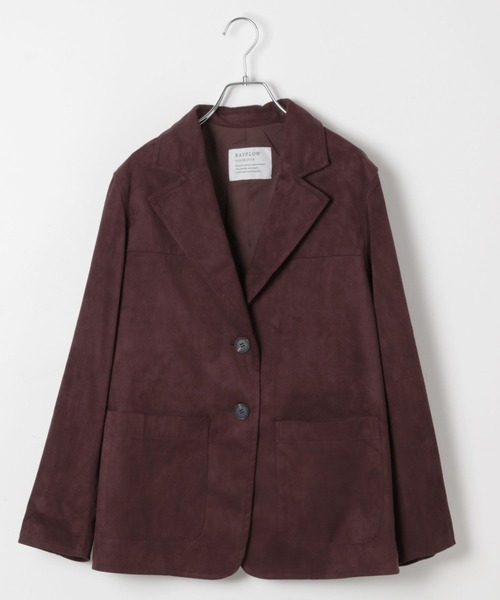 BAYFLOW（ベイフロー）の「[柔らかくて着やすい]フェイクスウェードジャケット（テーラードジャケット・レディース・ダークブラウン/キャメル・FREE）」の12枚目の写真