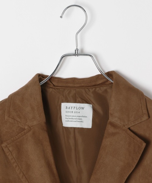 BAYFLOW（ベイフロー）の「[柔らかくて着やすい]フェイクスウェードジャケット（テーラードジャケット・レディース・ダークブラウン/キャメル・FREE）」の14枚目の写真