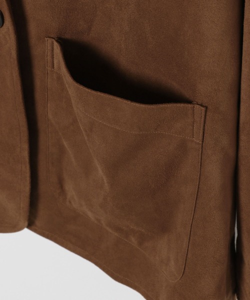 BAYFLOW（ベイフロー）の「[柔らかくて着やすい]フェイクスウェードジャケット（テーラードジャケット・レディース・ダークブラウン/キャメル・FREE）」の19枚目の写真