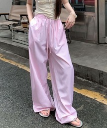 PLAT'S PLA ピンク ストライプ パンツ L ピンストライプ リネンスラックス chw22s150-ファッション通販