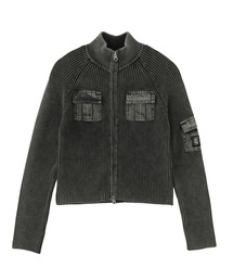 X-girl | FADED WOVEN MIX ZIP UP KNIT TOP(ニット/セーター)