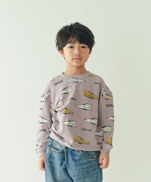 nicohrat（ニコフラート）の「nicohrat/ニコフラート 新幹線柄　トレーナー（スウェット・キッズ・ラベンダー/ブルー/グレー・100cm/110cm/120cm/130cm/140cm/90cm）」の3枚目の写真