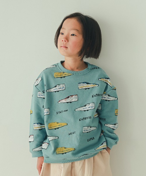 nicohrat（ニコフラート）の「nicohrat/ニコフラート 新幹線柄　トレーナー（スウェット・キッズ・ラベンダー/ブルー/グレー・100cm/110cm/120cm/130cm/140cm/90cm）」の2枚目の写真