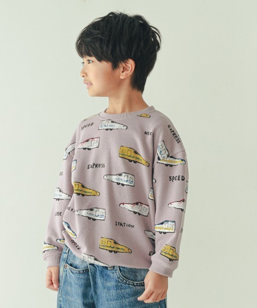nicohrat（ニコフラート）の「nicohrat/ニコフラート 新幹線柄　トレーナー（スウェット・キッズ・ラベンダー/ブルー/グレー・100cm/110cm/120cm/130cm/140cm/90cm）」の6枚目の写真