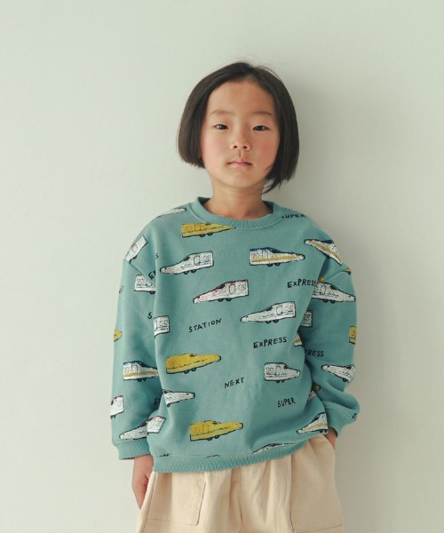 nicohrat（ニコフラート）の「nicohrat/ニコフラート 新幹線柄　トレーナー（スウェット・キッズ・ラベンダー/ブルー/グレー・100cm/110cm/120cm/130cm/140cm/90cm）」の4枚目の写真