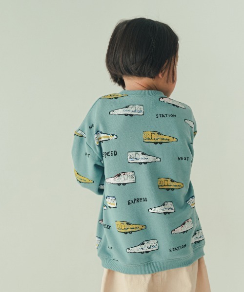 nicohrat（ニコフラート）の「nicohrat/ニコフラート 新幹線柄　トレーナー（スウェット・キッズ・ラベンダー/ブルー/グレー・100cm/110cm/120cm/130cm/140cm/90cm）」の5枚目の写真