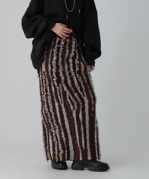 7ゲージフリンジニットスカート 581686（スカート）｜LEPSIM