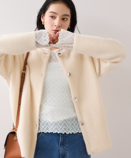 VIS（ビス）の「フレアスリーブレースインナートップス（Tシャツ/カットソー・レディース・ブラック/オフホワイト・FREE）」の6枚目の写真