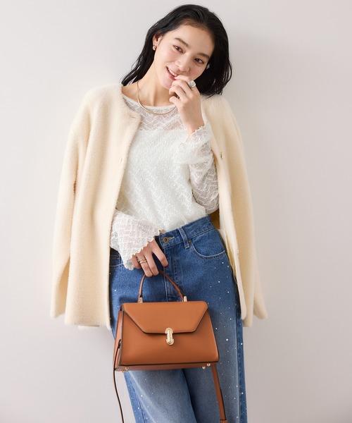 VIS（ビス）の「フレアスリーブレースインナートップス（Tシャツ/カットソー・レディース・ブラック/オフホワイト・FREE）」の8枚目の写真