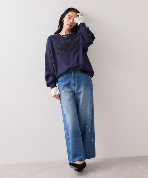 VIS（ビス）の「フレアスリーブレースインナートップス（Tシャツ/カットソー・レディース・ブラック/オフホワイト・FREE）」の9枚目の写真