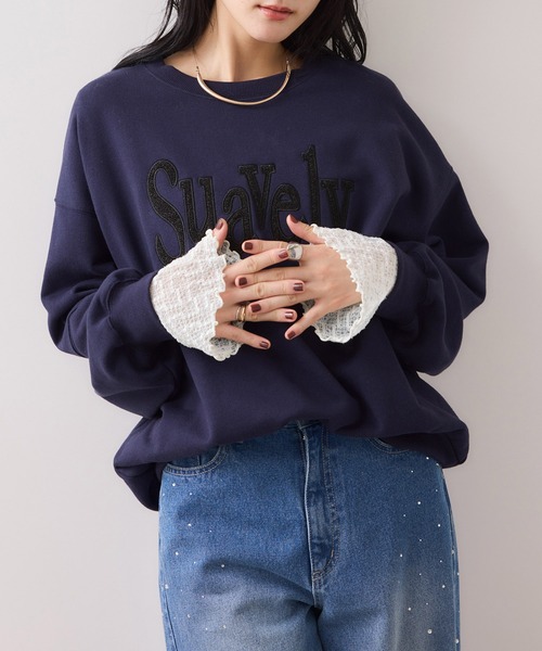 VIS（ビス）の「フレアスリーブレースインナートップス（Tシャツ/カットソー・レディース・ブラック/オフホワイト・FREE）」の10枚目の写真