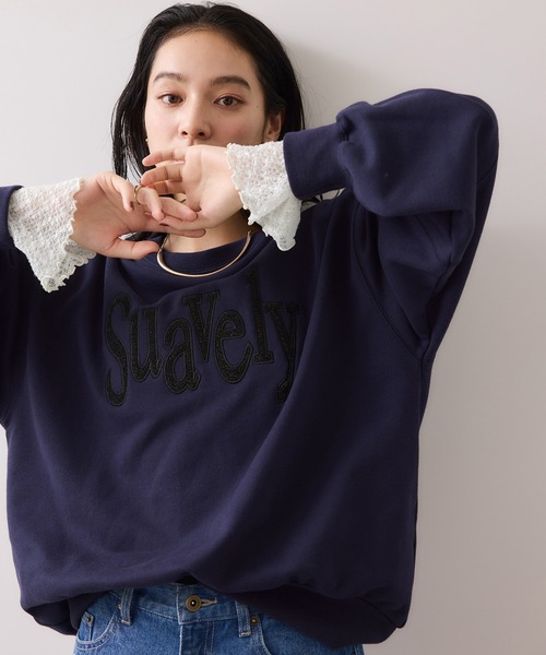 VIS（ビス）の「フレアスリーブレースインナートップス（Tシャツ/カットソー・レディース・ブラック/オフホワイト・FREE）」の11枚目の写真