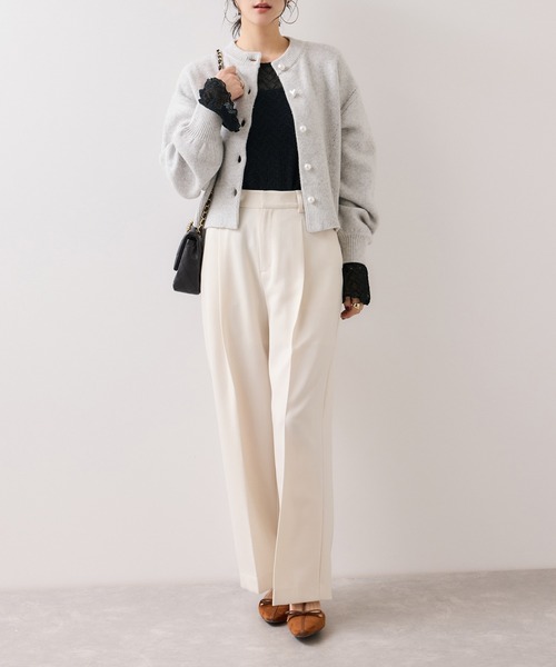 VIS（ビス）の「フレアスリーブレースインナートップス（Tシャツ/カットソー・レディース・ブラック/オフホワイト・FREE）」の12枚目の写真