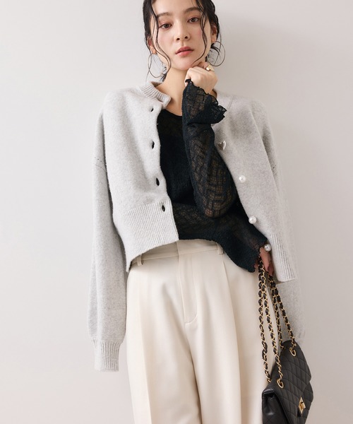 VIS（ビス）の「フレアスリーブレースインナートップス（Tシャツ/カットソー・レディース・ブラック/オフホワイト・FREE）」の13枚目の写真