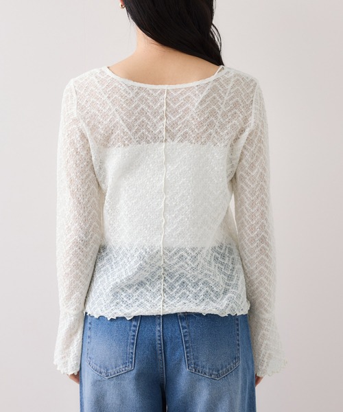 VIS（ビス）の「フレアスリーブレースインナートップス（Tシャツ/カットソー・レディース・ブラック/オフホワイト・FREE）」の18枚目の写真