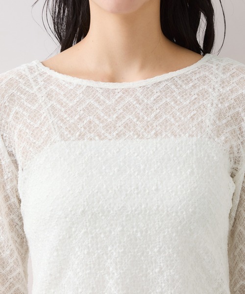 VIS（ビス）の「フレアスリーブレースインナートップス（Tシャツ/カットソー・レディース・ブラック/オフホワイト・FREE）」の19枚目の写真