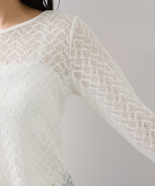 VIS（ビス）の「フレアスリーブレースインナートップス（Tシャツ/カットソー・レディース・ブラック/オフホワイト・FREE）」の20枚目の写真