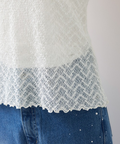 VIS（ビス）の「フレアスリーブレースインナートップス（Tシャツ/カットソー・レディース・ブラック/オフホワイト・FREE）」の21枚目の写真