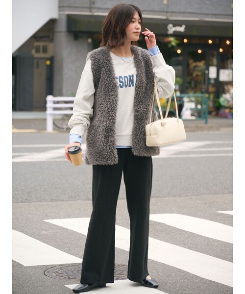 green label relaxing（グリーンレーベルリラクシング）の「【WEB限定】＜at ease＞ロゴ スウェット プルオーバー（スウェット・レディース・グレー/ダークグレー/ネイビー・FREE）」の6枚目の写真