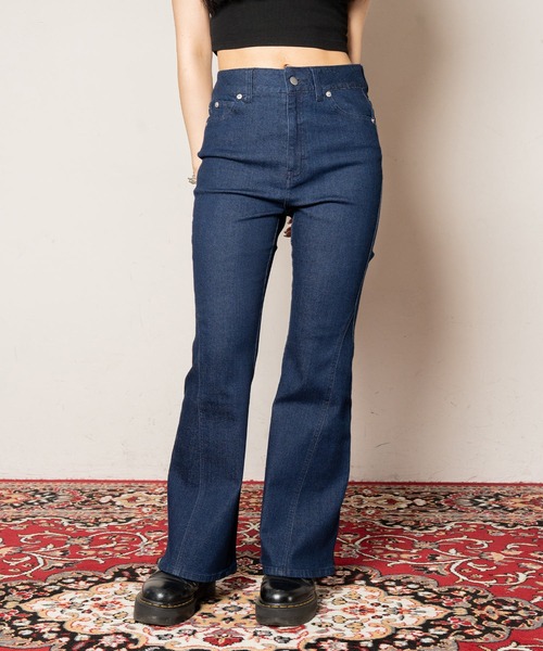 High-waist flare denim