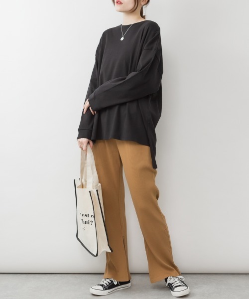 RCD(アールシーディー)の「裾スリットストレートカットパンツ(その他パンツ・レディース・ブラック/グレイッシュベージュ/キャメル・M/3L/L/LL/4L)」の12枚目の写真