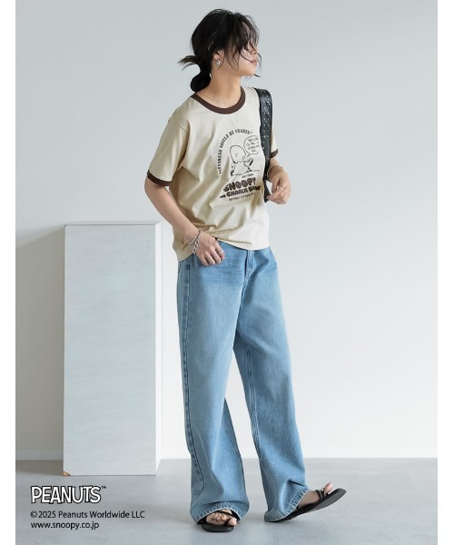 PEANUTS（ピーナッツ）の「[PEANUTS][別注]コンパクトリンガーTシャツ（Tシャツ/カットソー・レディース・ベージュ/ホワイト/グレー/チャコールグレー・MEDIUM/LARGE）」の16枚目の写真