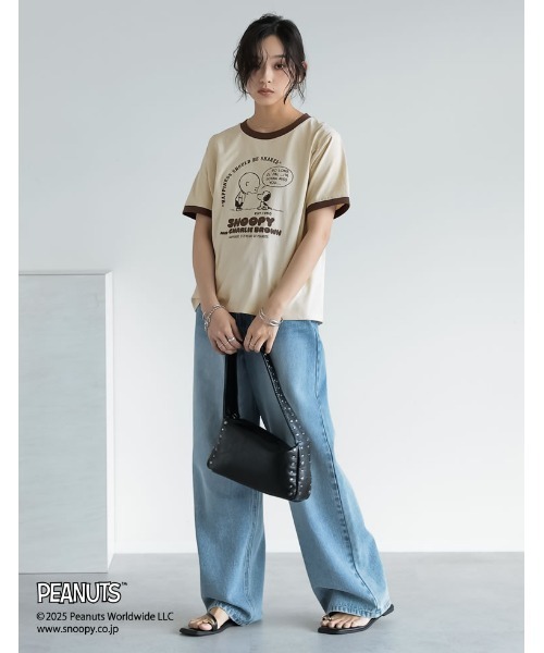 PEANUTS（ピーナッツ）の「[PEANUTS][別注]コンパクトリンガーTシャツ（Tシャツ/カットソー・レディース・ベージュ/ホワイト/グレー/チャコールグレー・MEDIUM/LARGE）」の18枚目の写真