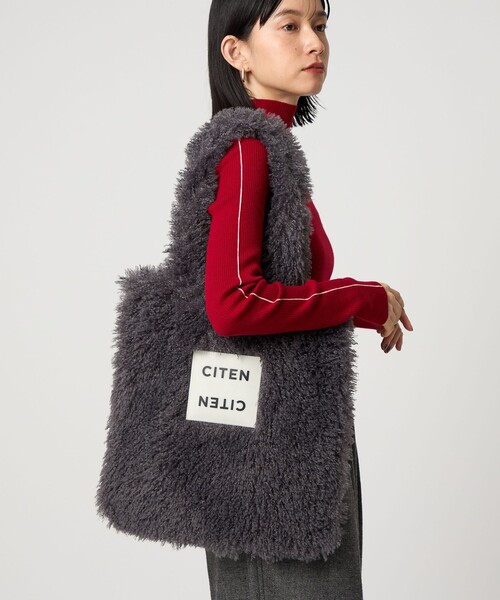 CITEN(シテン)の「<CITEN>モコモコトートバッグ(トートバッグ・レディース・ライトブルー/クリーム/ダークブラウン/ダークグレー・FREE)」の2枚目の写真