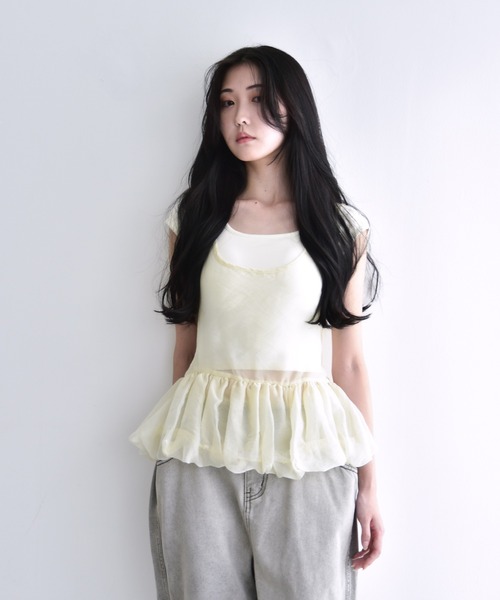 Y/lim(イリム)の「シアーバルーンタンク(タンクトップ・レディース・オフホワイト/ブラック/ピンク・FREE)」の15枚目の写真