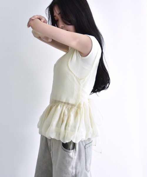 Y/lim(イリム)の「シアーバルーンタンク(タンクトップ・レディース・オフホワイト/ブラック/ピンク・FREE)」の22枚目の写真