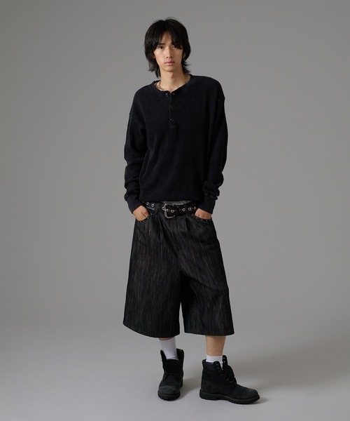 kutir（クティール）の「DRAWSTRING HENLEY NECK THERMAL／ドローコードヘンリーネックサーマル（Tシャツ/カットソー・メンズ・ボルドー/ブラウン/ブラック系/ネイビー/ブラック/杢グレー/チャコールグレー・X-LARGE/LARGE/MEDIUM）」の17枚目の写真