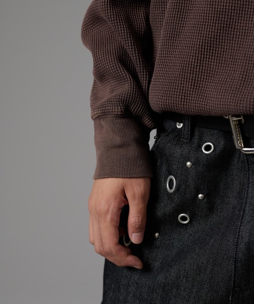 kutir（クティール）の「DRAWSTRING HENLEY NECK THERMAL／ドローコードヘンリーネックサーマル（Tシャツ/カットソー・メンズ・ボルドー/ブラウン/ブラック系/ネイビー/ブラック/杢グレー/チャコールグレー・X-LARGE/LARGE/MEDIUM）」の22枚目の写真