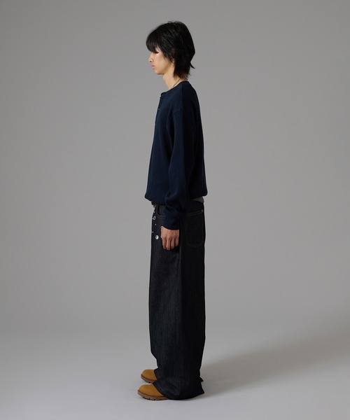 kutir（クティール）の「DRAWSTRING HENLEY NECK THERMAL／ドローコードヘンリーネックサーマル（Tシャツ/カットソー・メンズ・ボルドー/ブラウン/ブラック系/ネイビー/ブラック/杢グレー/チャコールグレー・X-LARGE/LARGE/MEDIUM）」の21枚目の写真