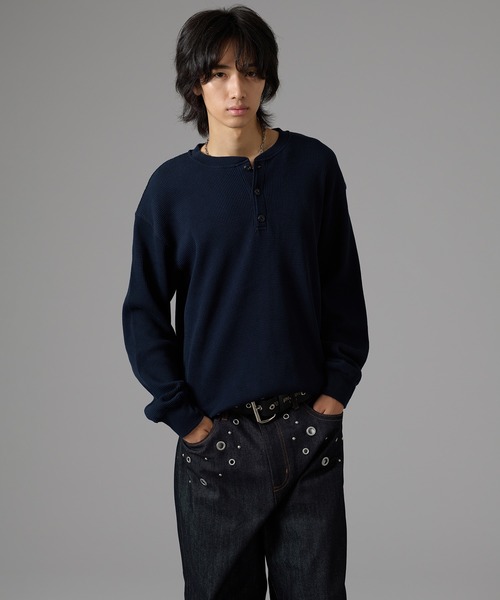 DRAWSTRING HENLEY NECK THERMAL／ドローコードヘンリーネックサーマル