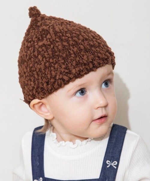 BRANSHES(ブランシェス)の「【ベビー】とんがりニット帽(ニットキャップ/ビーニー・キッズ・ベージュ/ブラウン・FREE)」の1枚目の写真