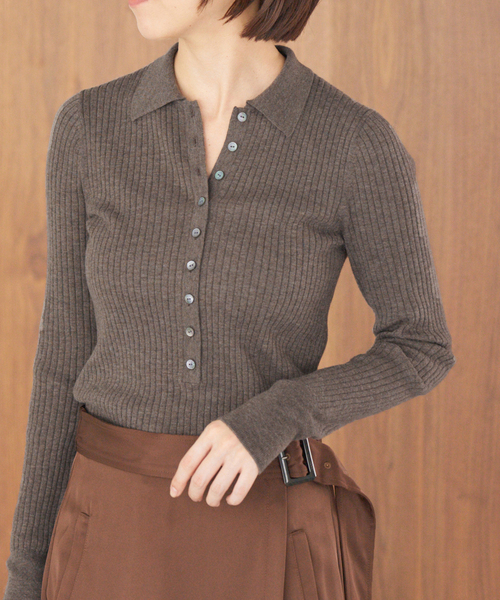 IENAイタリア ヤーン RIB 襟プルオーバー イタリア ヤーン RIB 襟プルオーバー（ニット/セーター）｜IENA