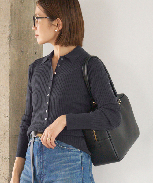 イタリア ヤーン RIB 襟プルオーバー（ニット/セーター）｜IENA