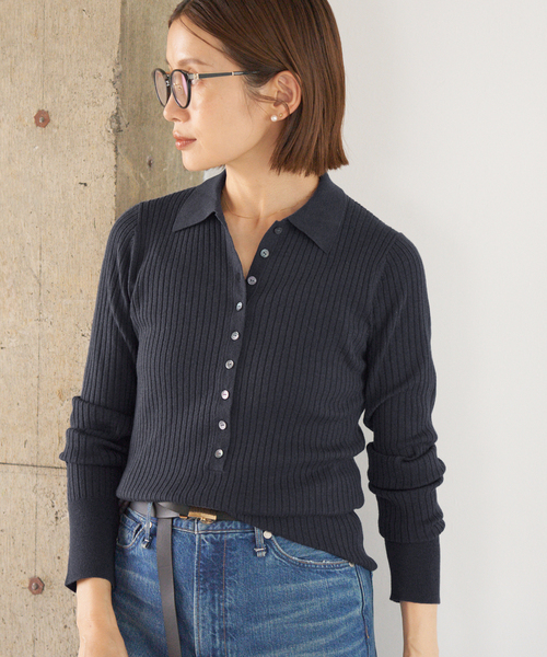 IENA イタリアヤーンRIB襟プルオーバー イタリア ヤーン RIB 襟プルオーバー（ニット/セーター）｜IENA