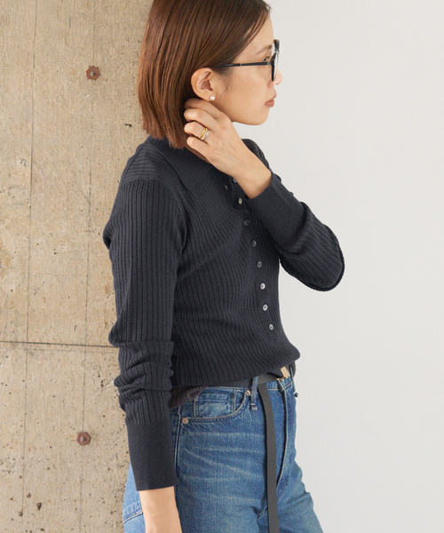 イタリア ヤーン RIB 襟プルオーバー（ニット/セーター）｜IENA