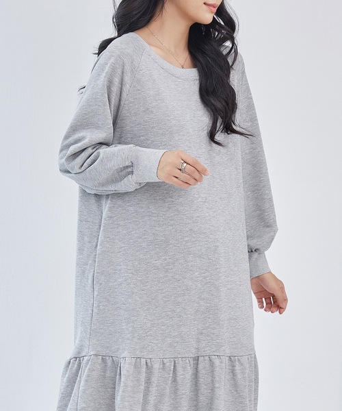 Lace Ladies(レースレディース)の「ラウンドネック ティアード 長袖 スウェット ワンピース(ワンピース・レディース・ブラック/グレー/オリーブ/チャコールグレー・FREE/S)」の22枚目の写真