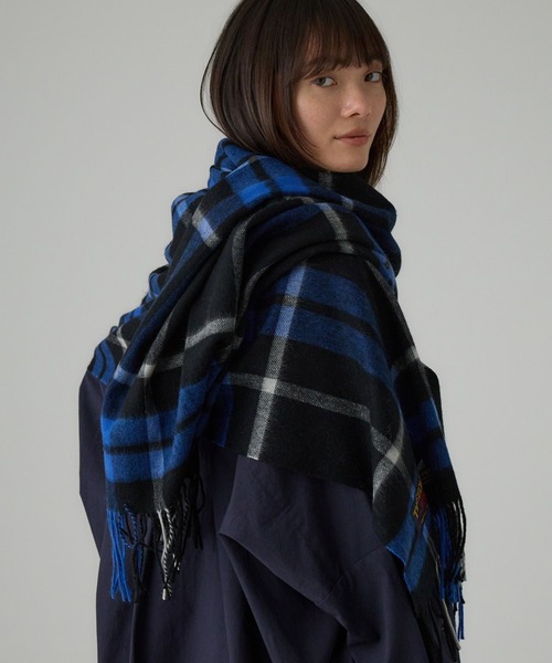 14thaddiction ストール 14th Addiction / フリンジロングマフラーストール ブラックxゴールド