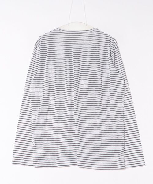 Never mind the XU / Chikashitsu+（ネバーマインド ザ エックスユー / チカシツプラス）の「【Nerd out XU】design border long sleeve / 【ナードアウトエックスユー】デザインボーダーロンT（Tシャツ/カットソー・メンズ・ホワイト×ブラック・ONE SIZE）」の2枚目の写真