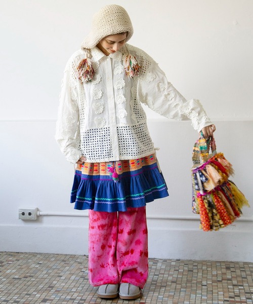 チャイハネ(チャイハネ)の「【チャイハネ】シフリー刺繍シャツ(シャツ/ブラウス・レディース・ホワイト/グレー・FREE)」の5枚目の写真