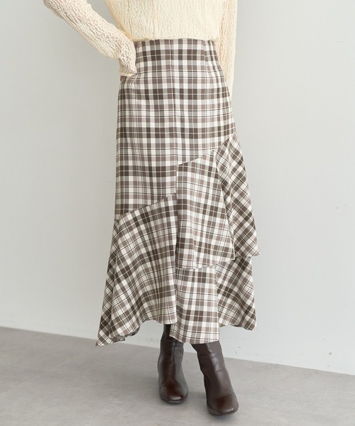 earth music&ecology(アースミュージックアンドエコロジー)の「ティアードイレヘムスカート(スカート・レディース・アイボリー/ブラウン系その他4/ブラック・S/M)」の16枚目の写真