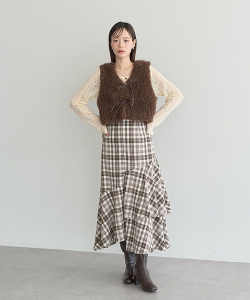 earth music&ecology(アースミュージックアンドエコロジー)の「ティアードイレヘムスカート(スカート・レディース・アイボリー/ブラウン系その他4/ブラック・S/M)」の17枚目の写真