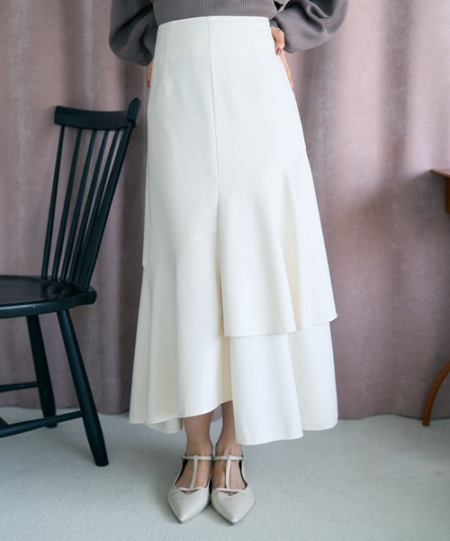 earth music&ecology(アースミュージックアンドエコロジー)の「ティアードイレヘムスカート(スカート・レディース・アイボリー/ブラウン系その他4/ブラック・S/M)」の4枚目の写真